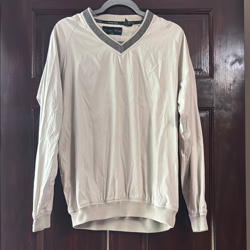 Scottish Winds V-Neck Golf Pullover in Cream
